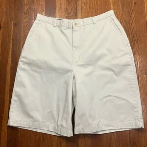 Lands' End White Flat Front Shorts